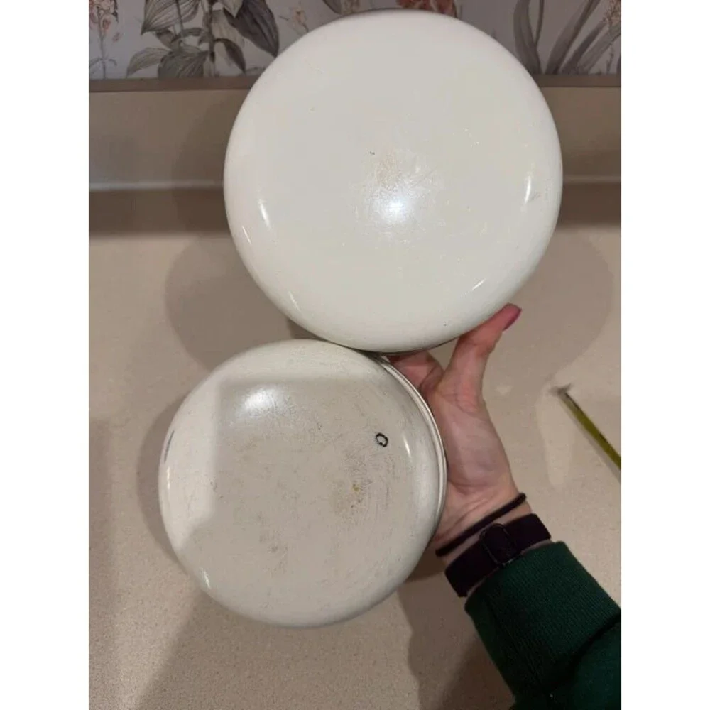 Vintage Floral Enamel Nesting Metal Bowls Set of 2